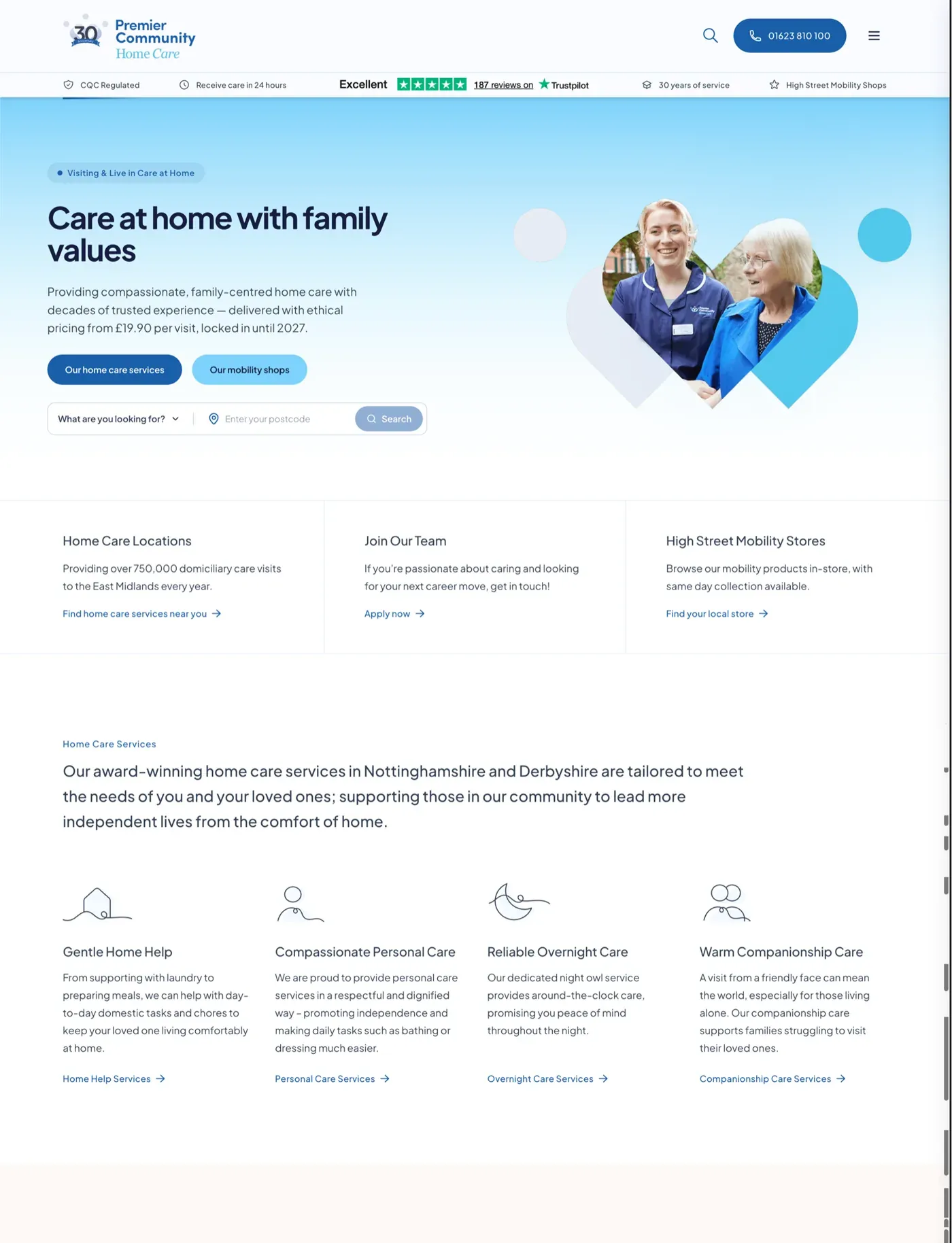 Premier Community home care platform website